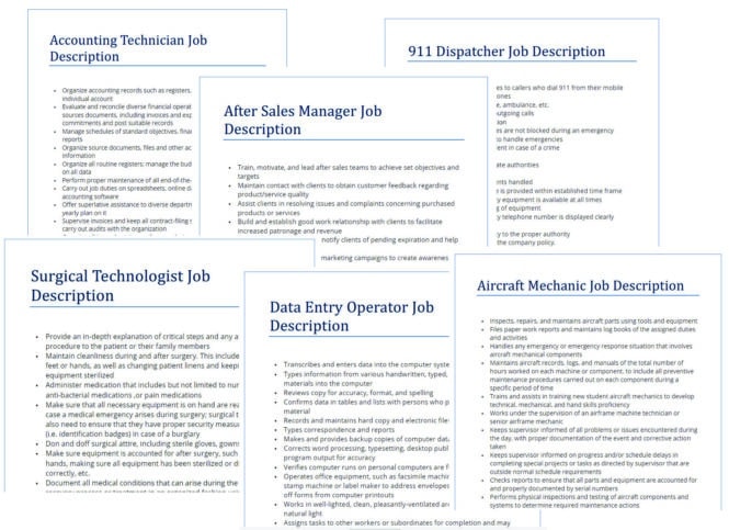 Job description templates