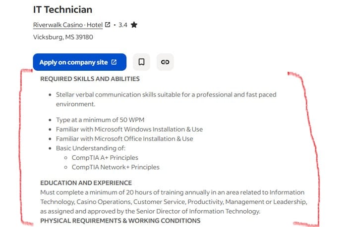 Sample IT Requirements