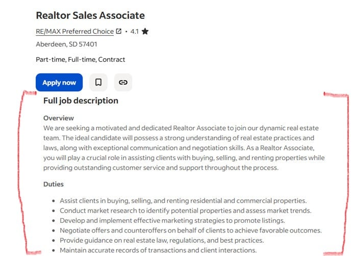 sample realtor duties